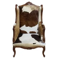 Casa Padrino Barock Lounge Thron Sessel Kuhfell Mod3 -