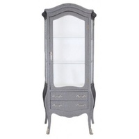 Casa Padrino Barock Vitrine Schwarz-Grau / Glitzerlook- Vitrinenschrank -