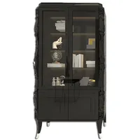 Casa Padrino Luxus Art Deco Vitrine Schwarz / Silber