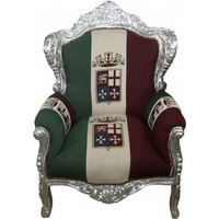 Casa Padrino Barock Sessel "King" Italien / Silber -