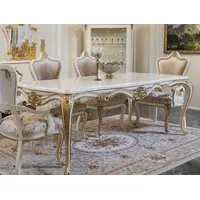 Casa Padrino Luxus Barock Esstisch Weiß / Gold -