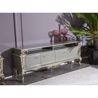 Casa Padrino Luxus Barock TV Schrank Grau / Silber