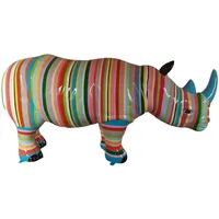 Casa Padrino Designer Dekofigur Nashorn mit Streifen Mehrfarbig 175