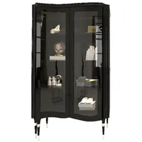 Casa Padrino Luxus Art Deco Vitrine Schwarz / Silber