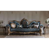 Casa Padrino Luxus Barock Sofa Blau / Gold 260