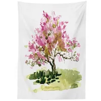 ABAKUHAUS Japanisch Tischdecke, Aquarell Sakura Blätter, Pflegeleicht Waschbar Schmutzabweisend