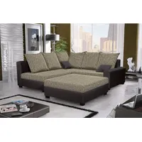 Fun Möbel Ecksofa Sofa NINA inkl.Hocker Braun / Cappuccino