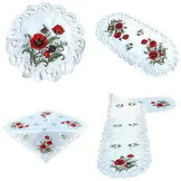 Westernlifestyle Tischdecke Roter Klatschmohn Stickerei Tischläufer Oval Polyester Creme