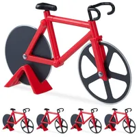 Relaxdays 5 x Fahrrad Pizzaschneider, lustiger Pizzaroller mit Schneiderädern