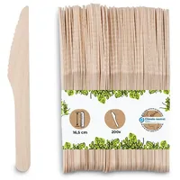 BIOZOYG 200 Stück 16,5cm robustes Holzbesteck Umweltfreundliche Holzmesser Partybesteck