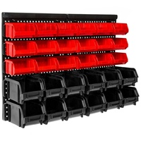 Tectake tectake® Werkstatt Wandregal, 31teilig, Stapelboxen, Kleinteilemagazin, Werkzeugwand, Schubladenbox,