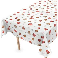ANRO Tischdecke abwaschbar Weihnachten Wachstuchtischdecke 120 x 140cm Schnittkante