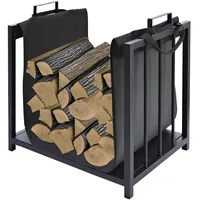 QLS Holzkorb Kaminholzständer aus Metall Kaminholzhalter Tragekorb Kaminholzkorb