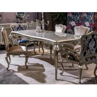 Casa Padrino Luxus Barock Esstisch Silber - Prunkvoller Massivholz