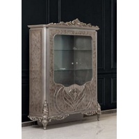 Casa Padrino Luxus Barock Vitrine Silber - Handgefertigter Massivholz