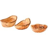 Levandeo 3er Set Olivenholz Schüssel ca. 12-16cm Rustikal Klein