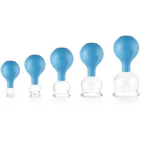 PULOX Schröpfgläser Set aus Echtglas mit Saugball - 5x