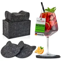 WORTEK Filz Untersetzer Gläser Schwarz in Katzenform – 10er