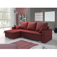 Fun Möbel Ecksofa Sofa ADARA mit Schlaffunktion Kunstleder Rot