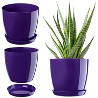 Kadax Blumentopf mit Untersetzer, aus Kunststoff, rund, 14 cm,