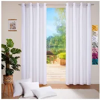 Heimtexland ® Deko Vorhang Baumwolle Dekoschal Blickdicht Einfarbig Ösenschal