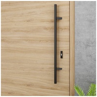MS Beschläge - Türgriff Rosette Haustürbeschlag Stoßgriff Schwarz 300mm