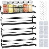 Joeji's Kitchen Schwarzes 4-stöck Gewürz Regal für Küche/Gewürzregal Wand