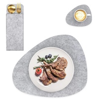 Intirilife 6x Filzunterleger-Set in Grau - Tischdeckchen Gläseruntersetzer Bestecktasche