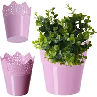 Kadax Spitzen-Blumentopf aus Kunststoff, 16.5 cm, Niedrig, Rosa
