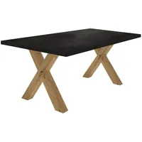 58 aufm Kessel Esszimmertisch, Schwarz, Holz, Rechteckig, 90x75x140 cm,