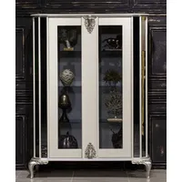 Casa Padrino Luxus Barock Vitrine Weiß / Silber -