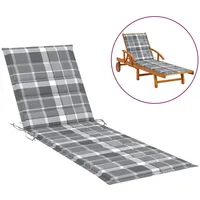 VidaXL Sonnenliegen-Auflage Grau Karomuster 200x50x3 cm Oxford-Gewebe