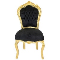 Casa Padrino Barock Esszimmer Stuhl Schwarz / Gold -