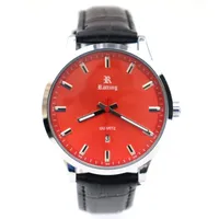 Rötting Design Herrenuhr Quarz Collection "Rötting" rotes Ziffernblatt DATUM