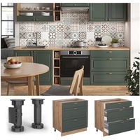 Vicco Küchenunterschrank Fame-Line Grün-Gold Landhaus/Goldkraft Eiche 80 cm mit