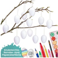 Papierdrachen 12 weiße Ostereier aus Pappmaché | Klassische Osterdekoration
