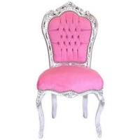 Casa Padrino Barock Esszimmer Stuhl Rosa / Silber -
