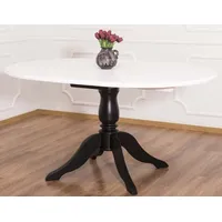 Casa Padrino Landhausstil Esstisch Weiß / Schwarz Ø 120