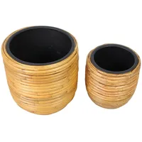 Dekoleidenschaft 2er Set Pflanztöpfe aus Rattan, 25 + 33