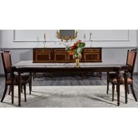 Casa Padrino Luxus Barock Esstisch Dunkelbraun - Handgefertigter Massivholz