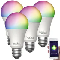 Luminea Home Control 4er-Set WLAN-LED-Lampen, E27, RGB-CCT, 11W(ersetzt 120W),