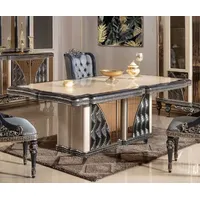 Casa Padrino Luxus Barock Esstisch Beige / Schwarz /