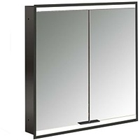 EMCO prime Unterputz-Lichtspiegelschrank 949713533 600x730mm, 2-türig, schwarz/spiegel