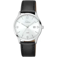 Selva SELVA Quarz-Armbanduhr mit Lederband Zifferblatt schwarz Ø 39mm