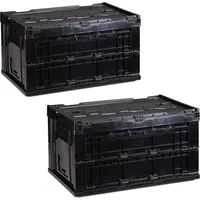 Relaxdays 2 x Transportbox 60 L mit Deckel