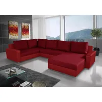 Fun Möbel Couchgarnitur GRADO mit Schlaffunktion Ottomane Rechts Rot