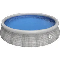 Avenli Pool rund 396x84 cm graue Rattanoptik ohne Filterpumpe