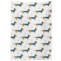 ABAKUHAUS Dackel Tischdecke, Hund in Pullover Snowflake, Schmutzabweisent mit