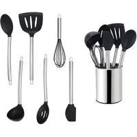 Echtwerk Küchenuntensilien, 7-teiliges Küchenhelfer-Set, Küchenzubehör, Kochbesteck mit Edelstahlgriff, Kochset