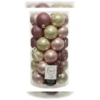 Decoris 37 Weihnachtskugeln 6cm Kunststoff Christbaumkugeln Christbaumschmuck mix rosa